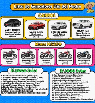 PremiosLorenzo Ganadores Dia del Padre 2025 Rifa Rico Piura